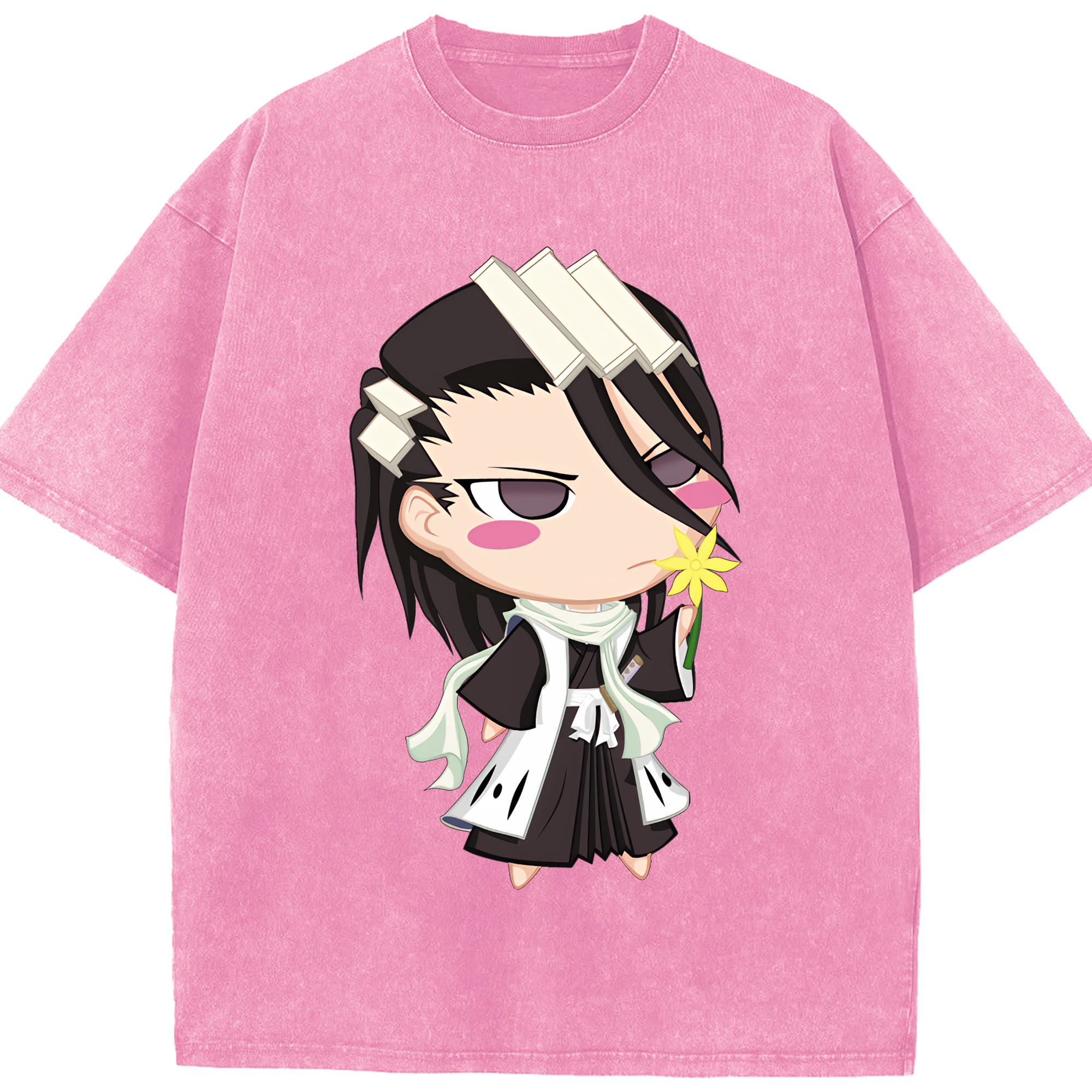 （画像用） ブリーチ くちき びゃくや BLEACH Kuchiki Byakuya 綿100% ヴィンテージ風 半袖Tシャツ（フロントプリント）